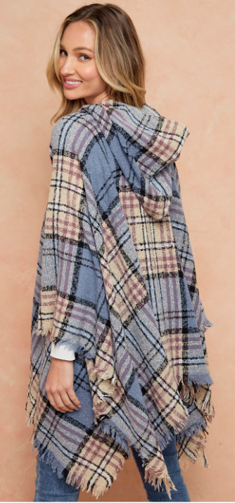 Womens plaid poncho sales sweater