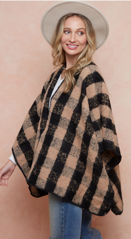Tan and Black Poncho